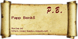 Papp Benkő névjegykártya